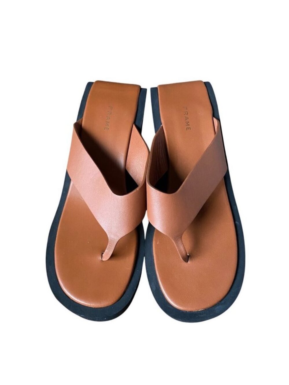 FRAME Le Ocean Platform Leather Sandals In Tobacco - Size 40 - Picture 5 of 7